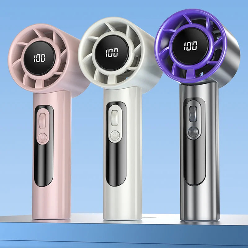 Mini ventilateur portable, silencieux et compact, réglage sur 100 vitesses, recharge USB, idéal pour le bureau, la maison ou en déplacement, design moderne et léger pour un rafraîchissement instantané.